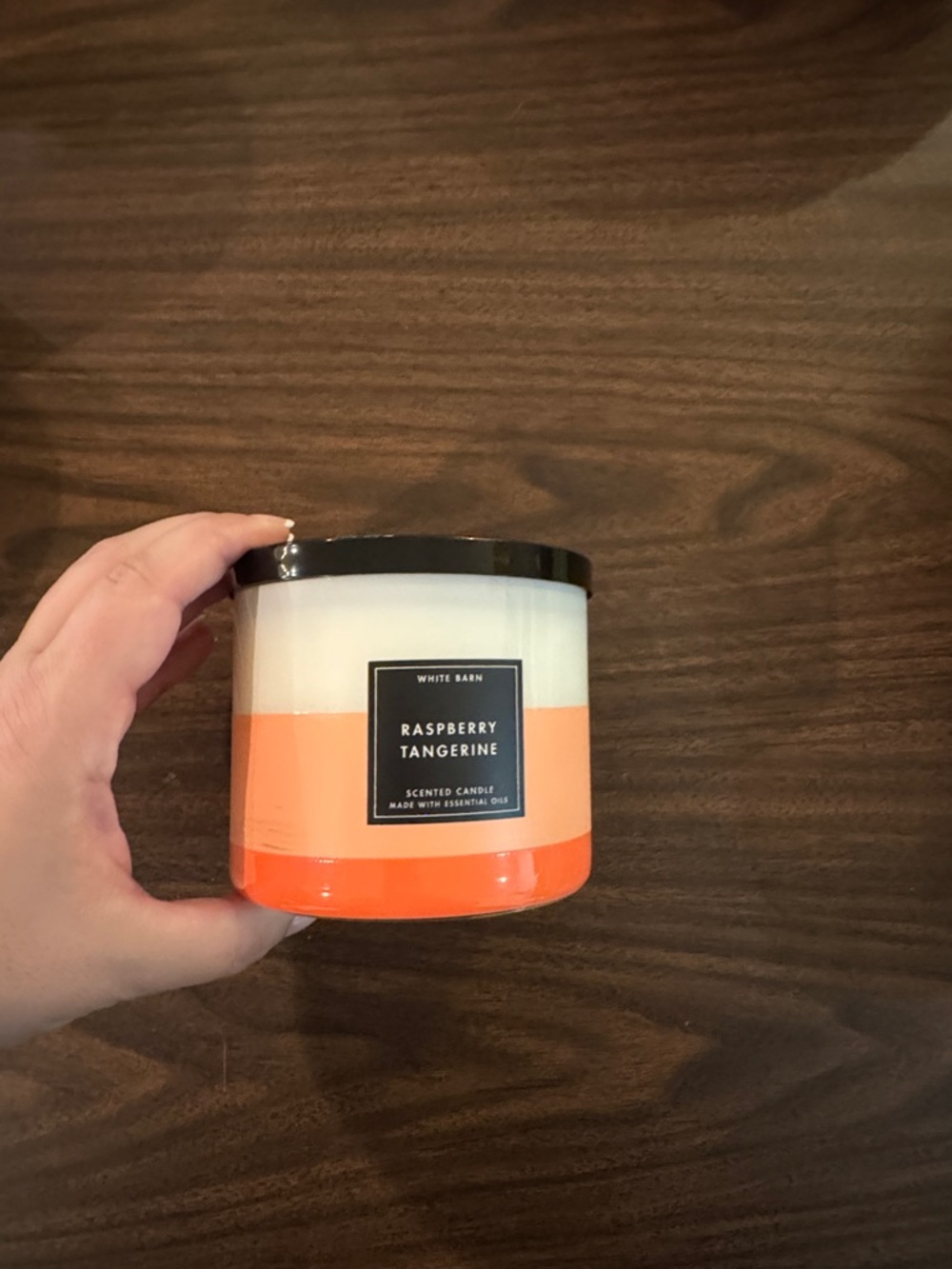 White Barn Raspberry Tangerine Candle - Orange & White
